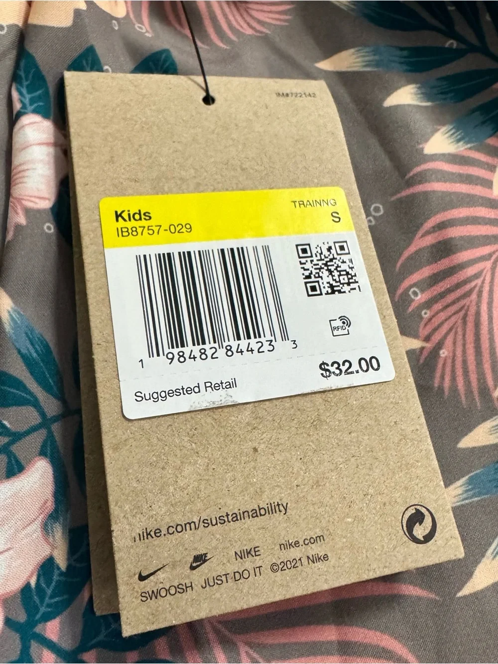 Nike Dri-fit Unisex Kids Woven Shorts Size S Tropical Print Pockets Drawstring